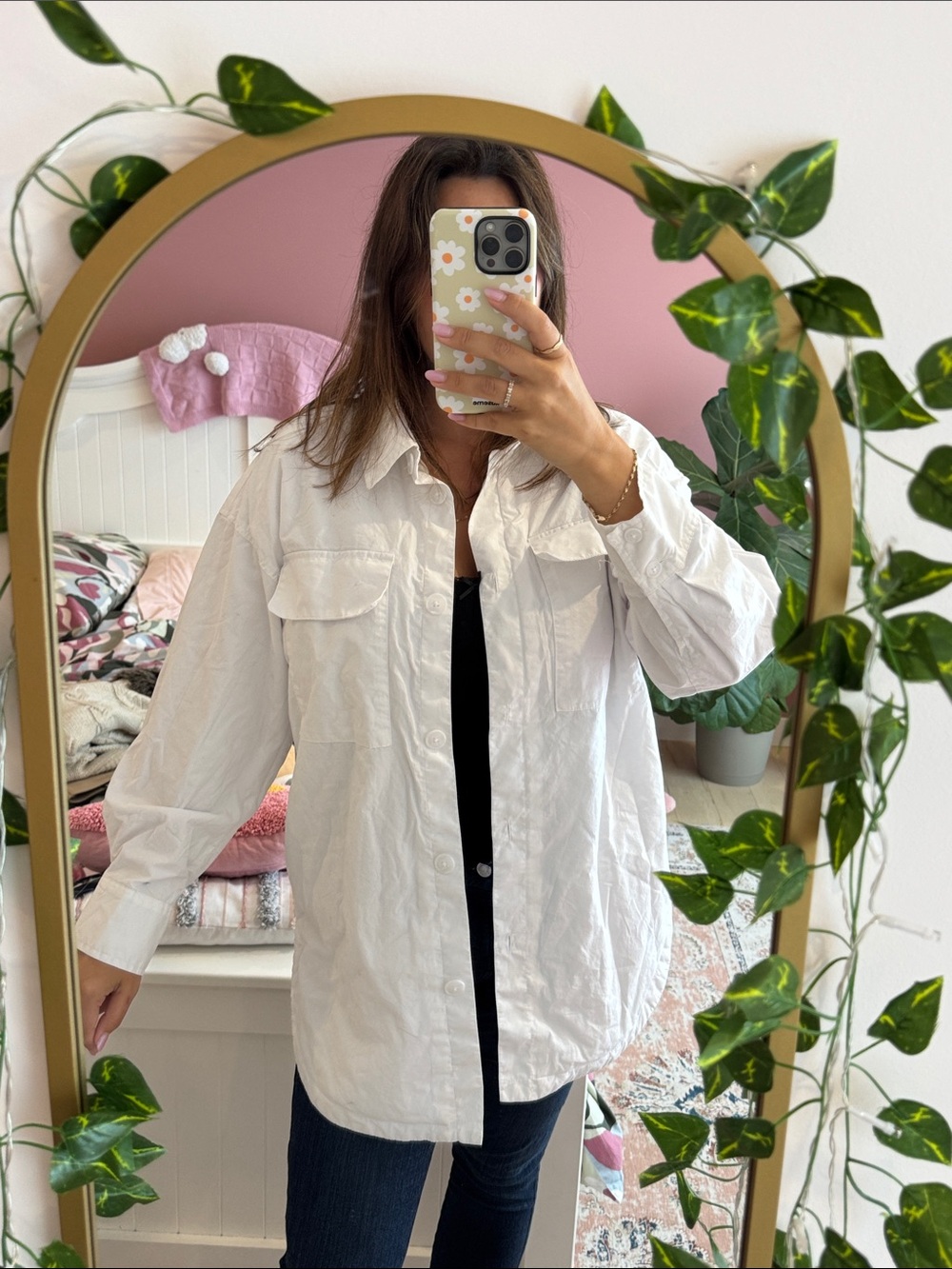 Classic White Button-Down Shirt Jacket